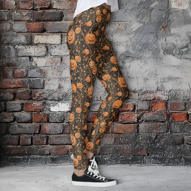 Leggings Jack-o-Lanterns sur l'Halloween de la vigne (Jack-o-Lanterns on the Vine Halloween Leggings)