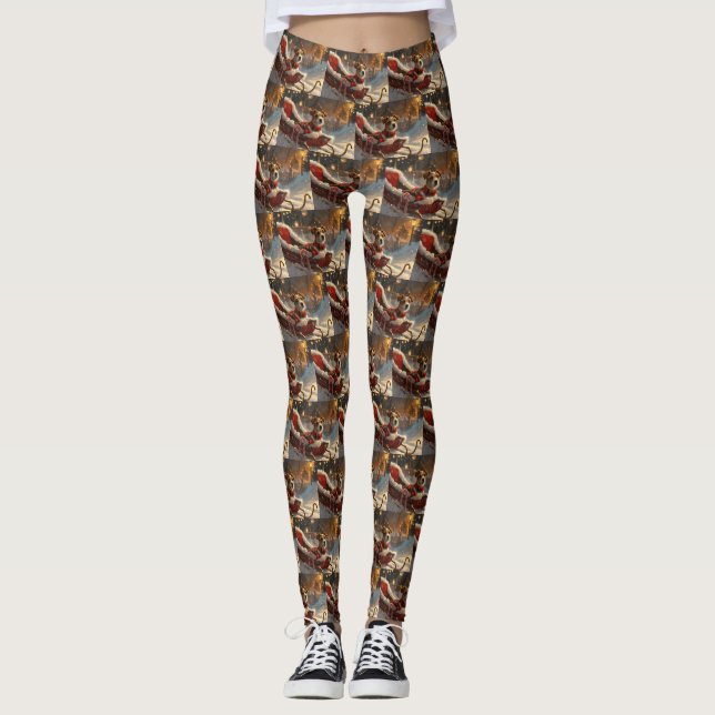 Leggings Jack Russell Chien Festive de Noël (Devant)
