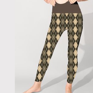 Leggings Jacquard Brown Motif noir élégant