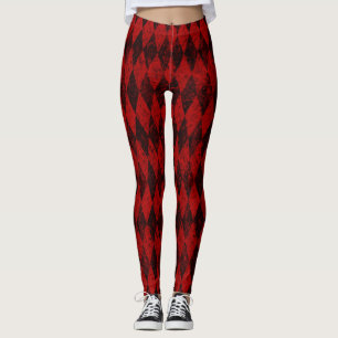 Leggings Jacquard Diamond Arlequin Noir Rouge Perdu