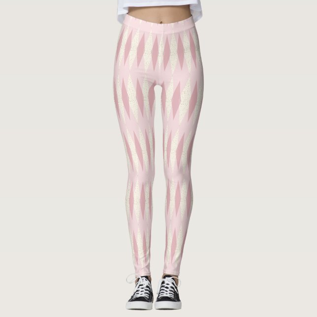 Leggings Jacquard rose moderne du milieu du siècle (Devant)