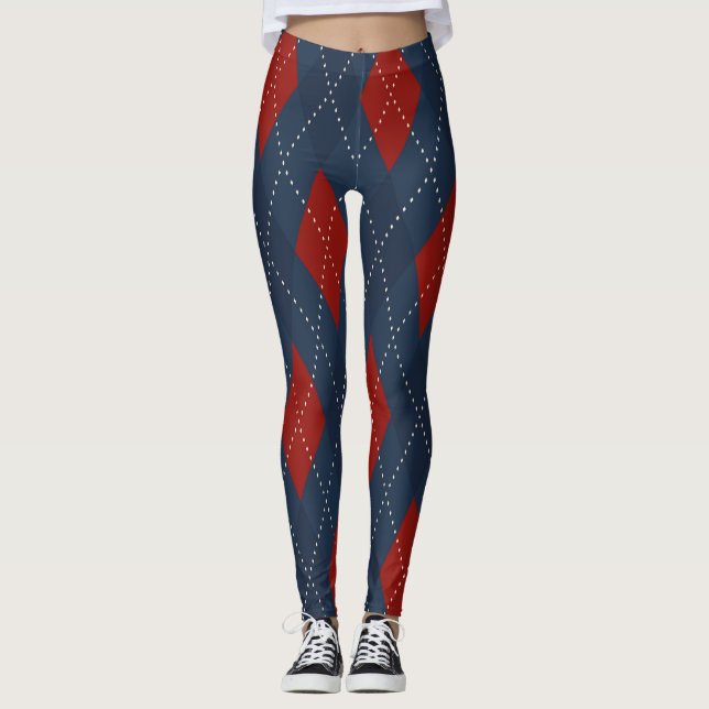 Leggings Jacquard Royal Bleu Motif de Noël (Devant)
