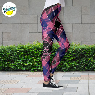 Leggings Jacquard unique Motif rose violet texte personnal