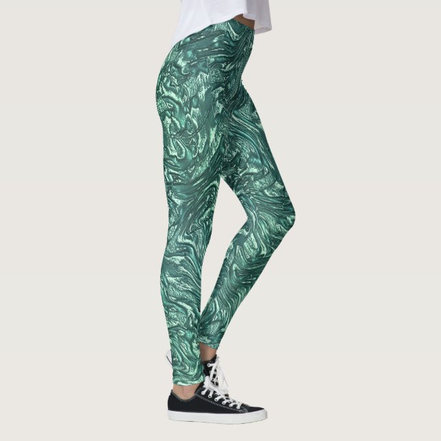 Leggings Jade texturé et teintes vert cyanique (Droite)