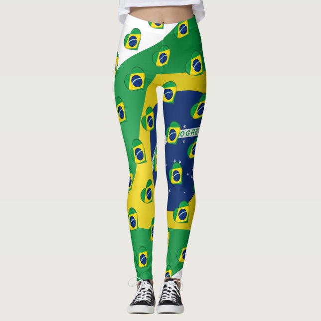 Leggings J'aime des couleurs brésiliennes de drapeau du (Devant)