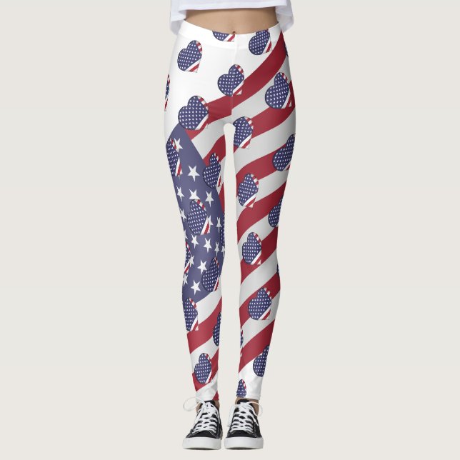 Leggings J'aime la bannière étoilée américaine des (Devant)