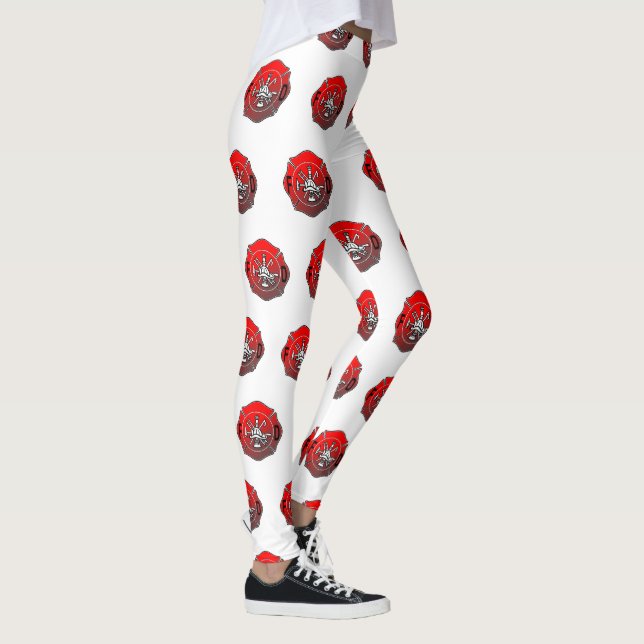 Leggings Jalons de pompiers en blanc croisé maltais (Droite)