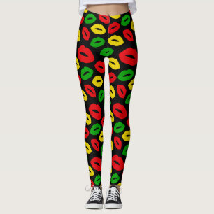 Leggings Jamaïcaine Rasta Couleurs Une Lèvres D'Amour Motif