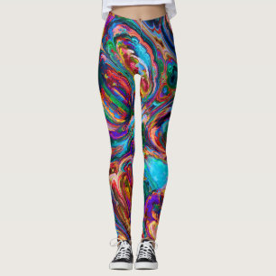 Leggings jambe abstraite arc-en-ciel