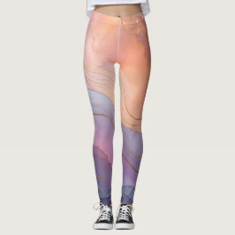 Leggings Jambes Abstraites de pêche violette