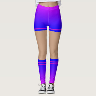 Leggings Jambes Bleues Violettes Faux Chaussettes Shorts Vo