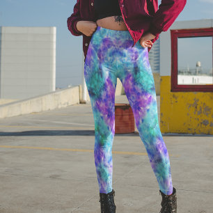 Leggings Jambes de cristal pourpres et Turquoises - Jolie
