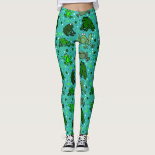 Leggings Jambes de dessin de grenouilles amusantes