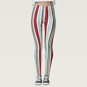 Leggings Jambes de femmes à bandes multiples rouge/vert