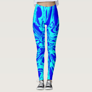 Leggings Jambes de fleurs psychédéliques Aqua et Royal Bl