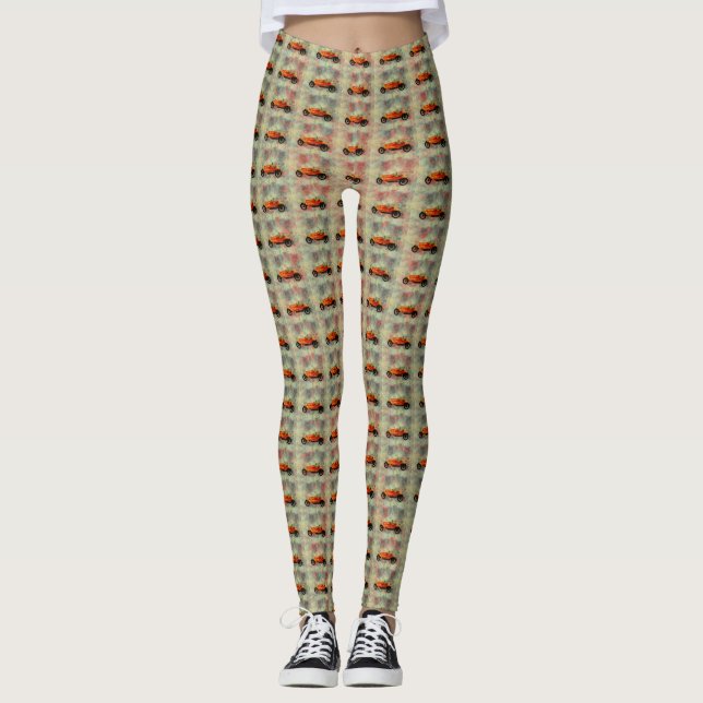 Leggings Jambes de la voiture rouge vintage (Devant)