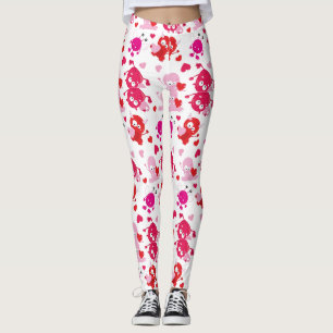 Leggings Jambes de Noël des femmes roses rouges
