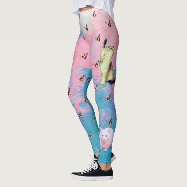 Leggings Jambes de papillon de chat Abstraites (Gauche)