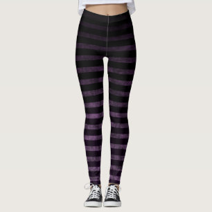 Leggings Jambes de sorcière en bandes violettes et noires