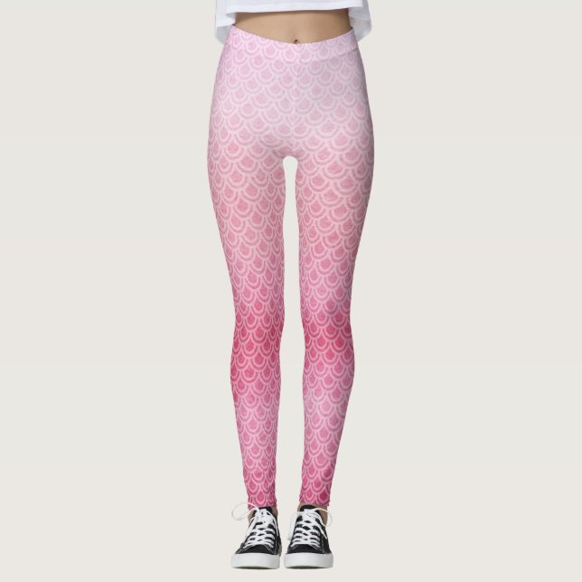 Leggings Jambes de taille de sirène rose (Devant)
