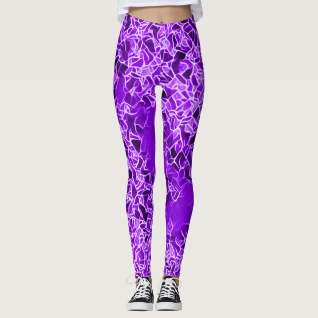 Leggings Jambes de yoga électrique à prune d'art (Devant)