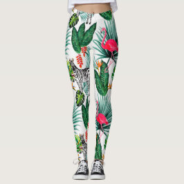Leggings Jambes de zèbre et de Flamant rose