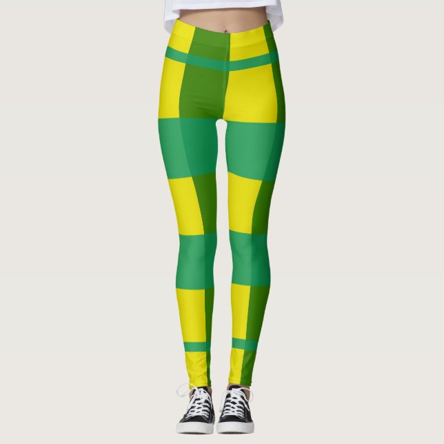 Leggings Jambes des femmes vertes/jaunes (Devant)
