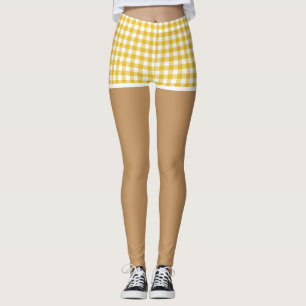 Leggings Jambes Parfaites Dans Un Short Jaune À Carreaux Mo