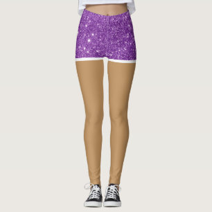 Leggings Jambes Parfaites Dans Un Short Violet Faux Paillet