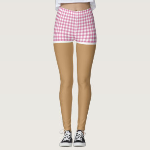 Leggings Jambes Parfaites En Short En Vichy Rose