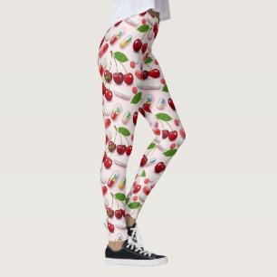 Leggings Jambes rouge cerise Médicale et pilules roses
