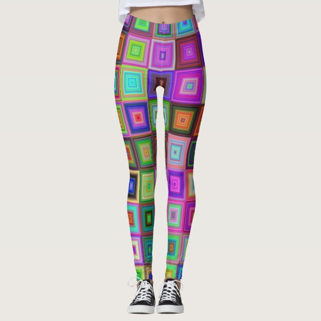 Leggings jambières carrés arc-en-ciel (Devant)