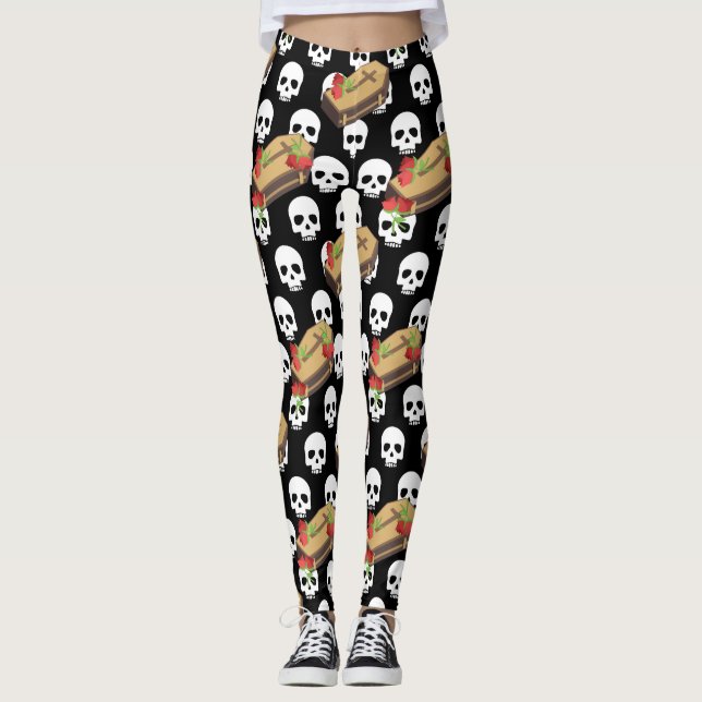 Leggings jambières de cercueil de crâne (Devant)