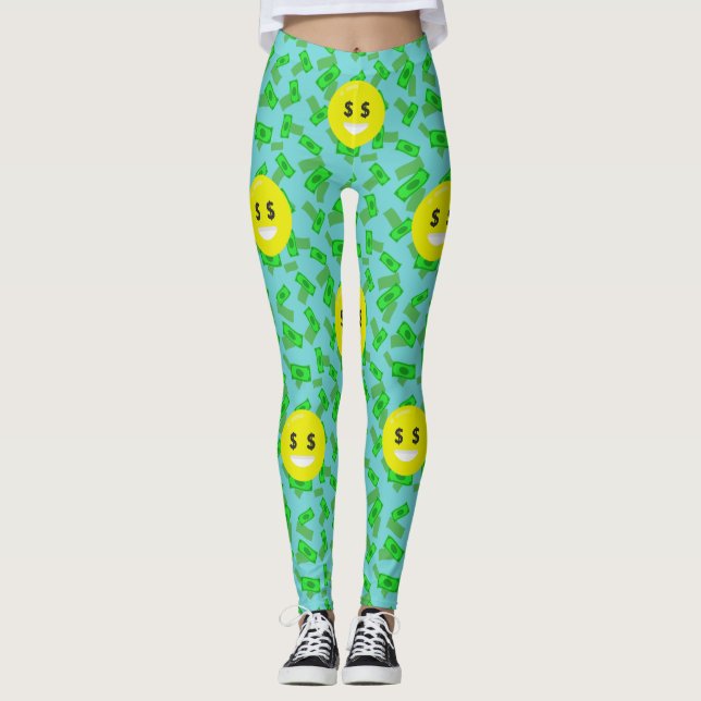 Leggings jambières émoticônes aux yeux d'argent (Devant)