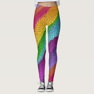 Leggings jambières en mosaïque arc-en-ciel