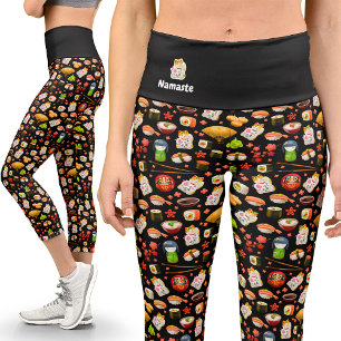Leggings japonais Kawaii Decora Capri Sushi Yoga