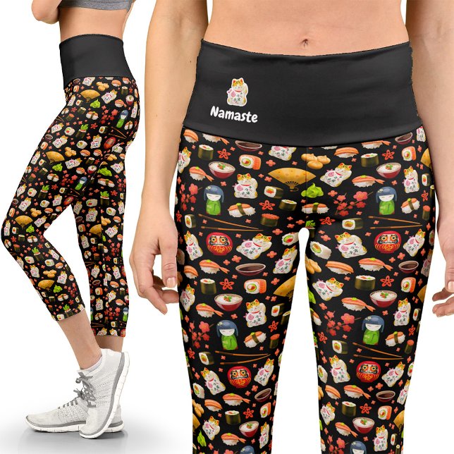Leggings japonais Kawaii Decora Capri Sushi Yoga (Créateur téléchargé)