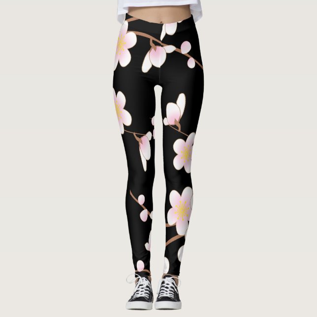 Leggings Japonais Kimono Patern C Leggins Noir (Devant)