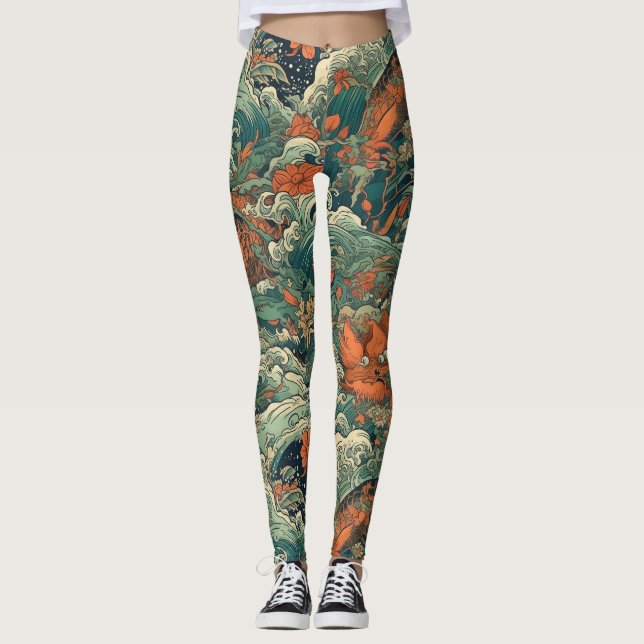 Leggings Japonais Tattoo Art Sea Creatures (Devant)