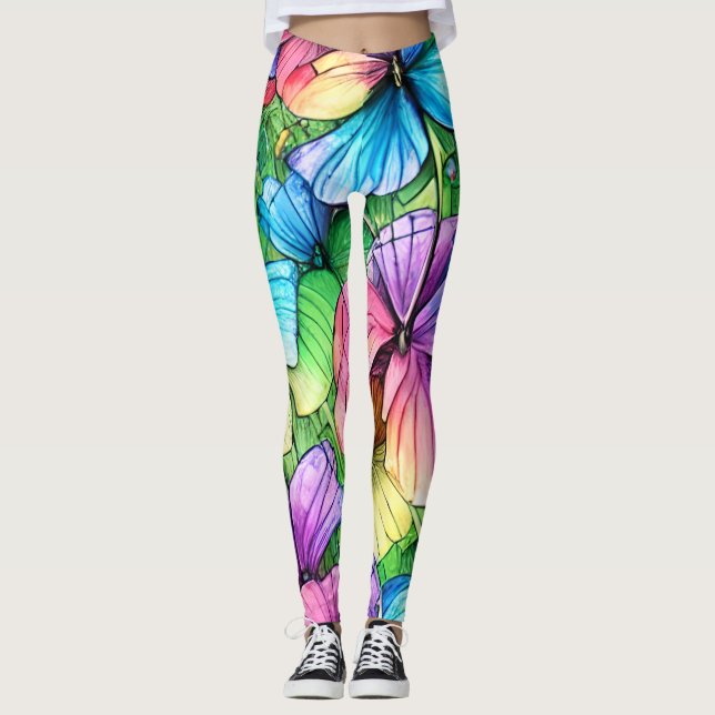 Leggings Jardin aquarelle coloré (Devant)