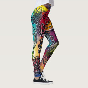 Leggings Jardin aux fleurs colorées de Whimsical Oeuvre ori