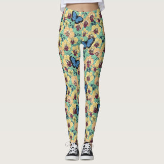 Leggings Jardin botanique d'orchidées avec papillons II