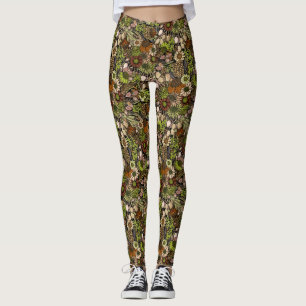 Leggings Jardin de fleurs sauvages vertes motif