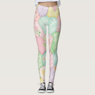 Leggings Jardin de roses pastel motif