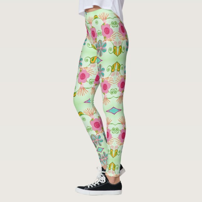 Leggings Jardin Éclectique Enchantant : Beauté Florale Dive (Gauche)
