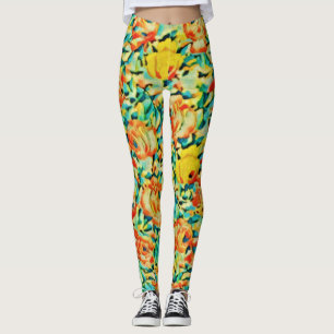 Leggings Jardin Fleur Rose sauvage d'été