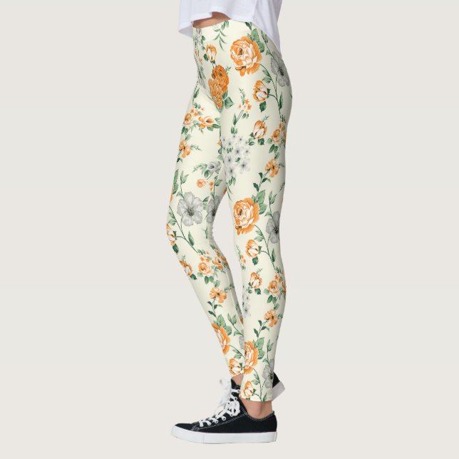 Leggings Jardin Jaune doux motif floral (Gauche)