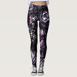Leggings Jardin sombre ensorcelant fleurs audacieuses viole