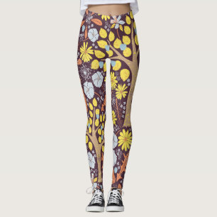 Leggings Jardins, fleuris, pommier motif