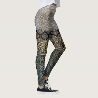 Leggings Jarretière orientale de dentelle d'argent et d'or